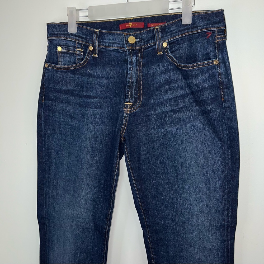 7 For All Mankind Dark Wash Blue Bootcut Mid Rise Jeans Women’s Size 32 - Picture 3 of 17